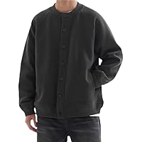 Mens Waffle Knit Cardigan Single Button Solid Color Versatile Korean Casual Spring Fall Pullover Sweaters
