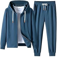 Men Casual Sportswear Hooded 2 Piece Set Sweatshirt Jacket and Pants Korean Style Spring Fall Outfit Set